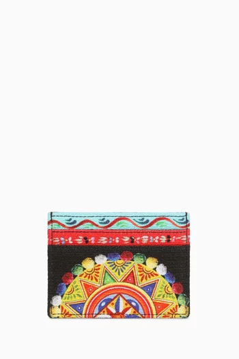 Carretto-print Cardholder in Leather