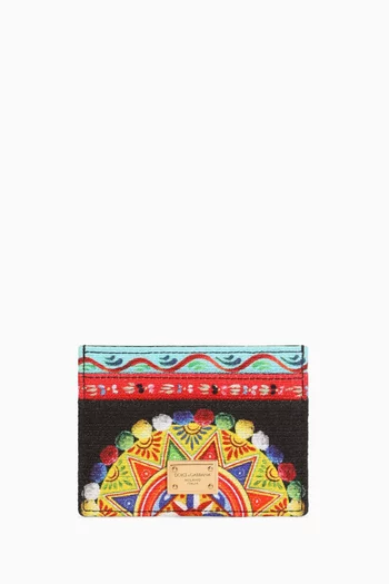 Carretto-print Cardholder in Leather