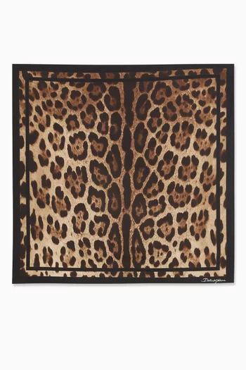 Leopard-print Scarf in Silk Twill