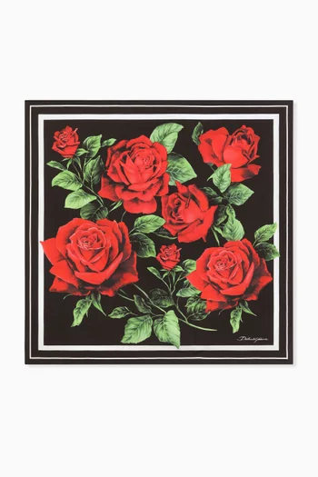 Rose-print Scarf in Silk-twill