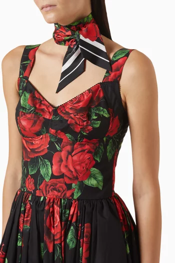 Rose-print Bandeau Scarf in Silk-twill