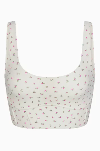 Matte Printed Long-line Corset Bra