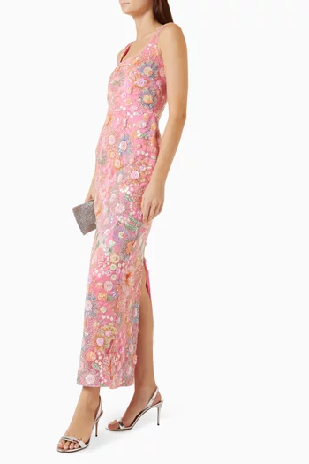 Nathalie Column Dress in Mesh