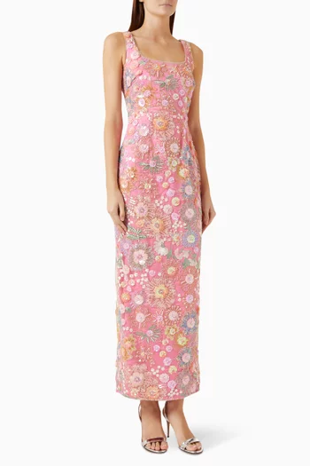 Nathalie Column Dress in Mesh