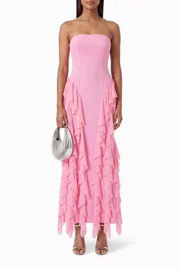 Amelina Ruffle Gown in Crepe