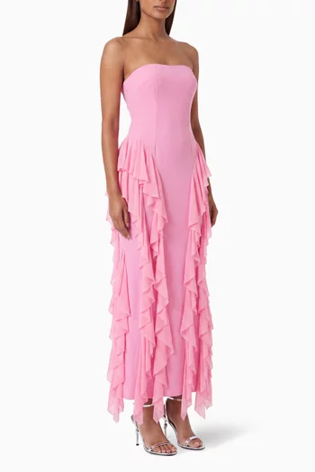 Amelina Ruffle Gown in Crepe