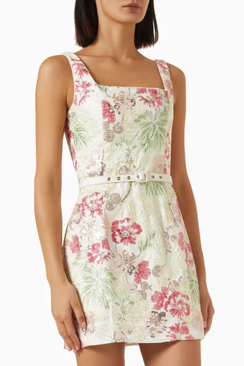 Greta Embroidered Mini Dress in Jacquard
