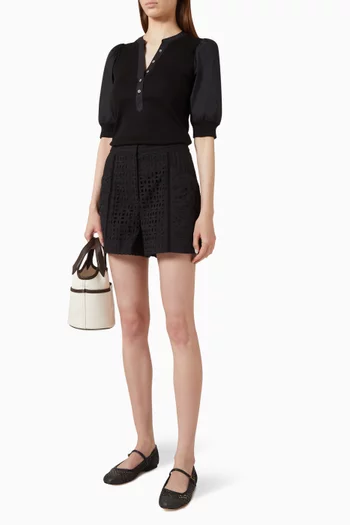 Coralee Puff-sleeve Top in Stretch Cotton