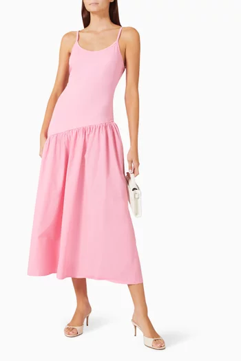 Nova Strappy Midi Dress in Cotton