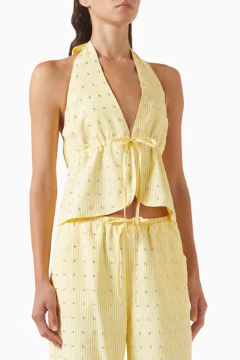 Studded Pinstriped Top