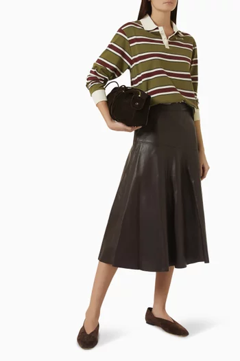 Christine Asymmetric Midi Skirt in Leather