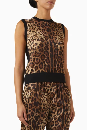 Leo-print Top in Wool-blend