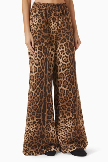 Leopard-print Wide-leg Pants