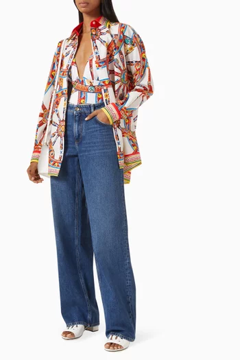 Carretto-print Shirt in Cotton Poplin