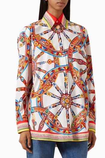Carretto-print Shirt in Cotton Poplin