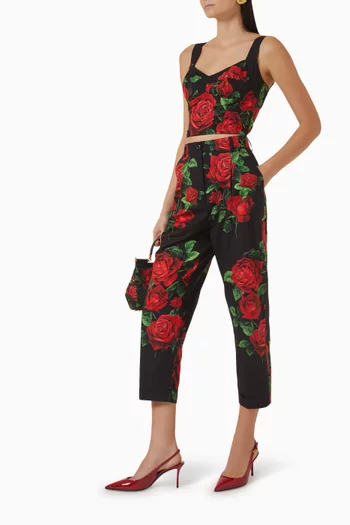 Rose-print Capri Pants