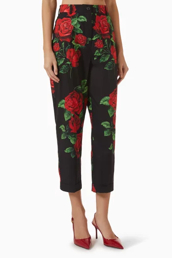 Rose-print Capri Pants