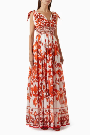 Majolica-print Maxi Dress