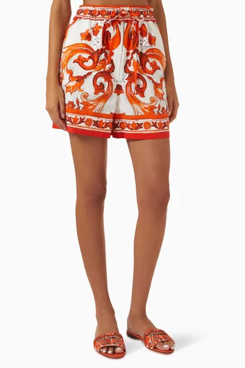 Majolica-print Bermuda Shorts in Cotton Poplin