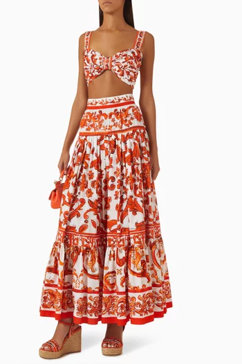Majolica-print Crop Top in Cotton Poplin