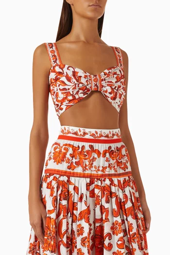 Majolica-print Crop Top in Cotton Poplin