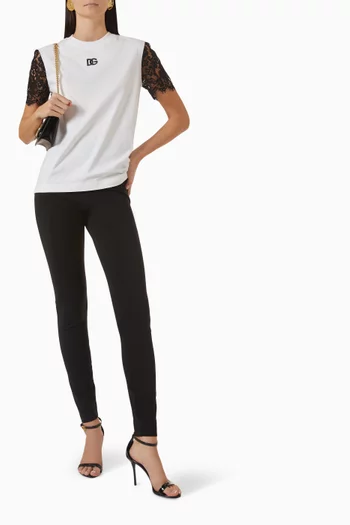 Logo-embroidered Bow T-shirt in Stretch Cotton