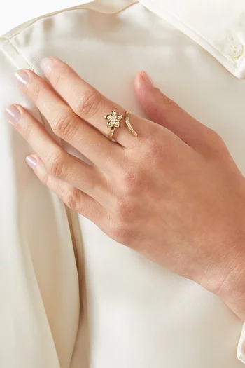 Meigu Crystal Open Ring in 18kt Gold-plated Metal