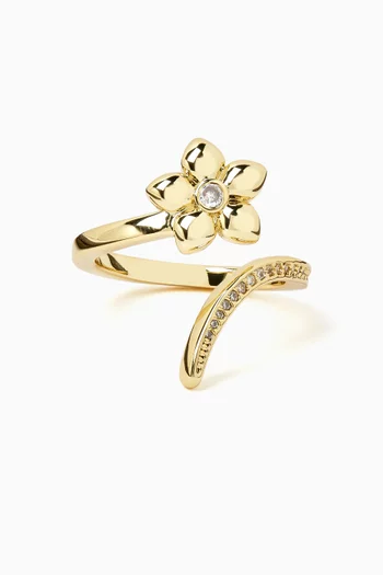 Meigu Crystal Open Ring in 18kt Gold-plated Metal