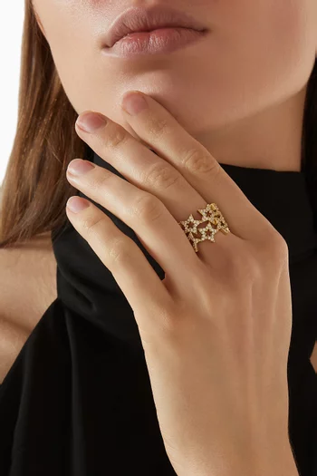 Star Crystal Band Ring in 18kt Gold-plated Metal
