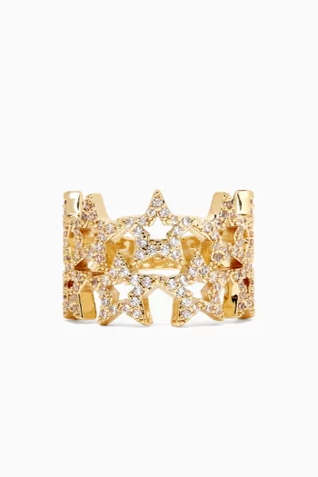 Star Crystal Band Ring in 18kt Gold-plated Metal