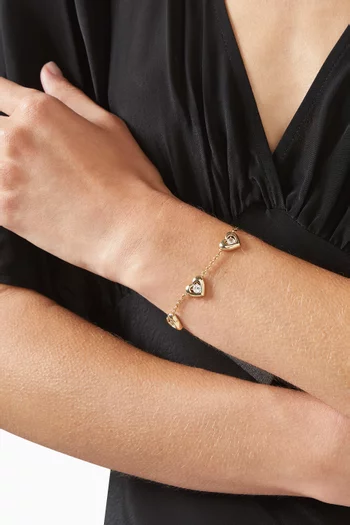 Afello Heart Crystal Bracelet in 18kt Gold-plated Metal