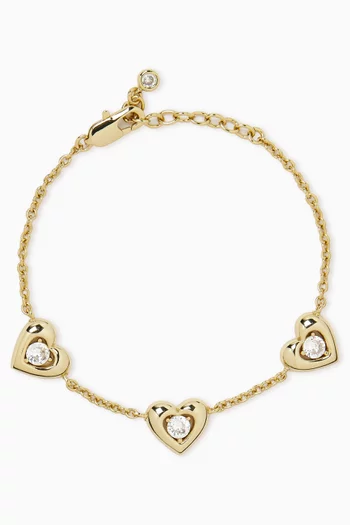 Afello Heart Crystal Bracelet in 18kt Gold-plated Metal