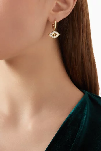 Evil Eye Crystal Drop Earrings in 18kt Gold-plated Metal