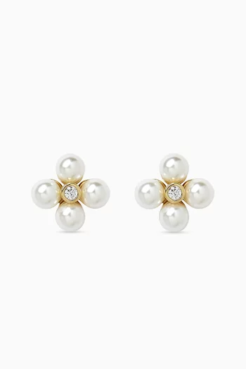 Palermo Mini Pearl Earrings in 18kt Gold-plated Metal