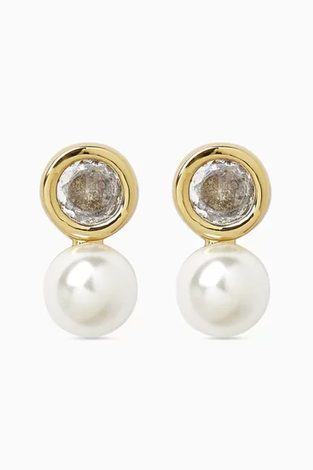 Pavla Mini Pearl Earrings in 18kt Gold-plated Metal