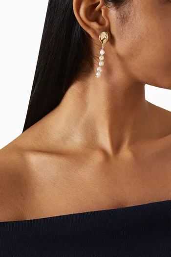 Mipos Pearl Charm Drop Earrings in 18kt Gold-plated Metal
