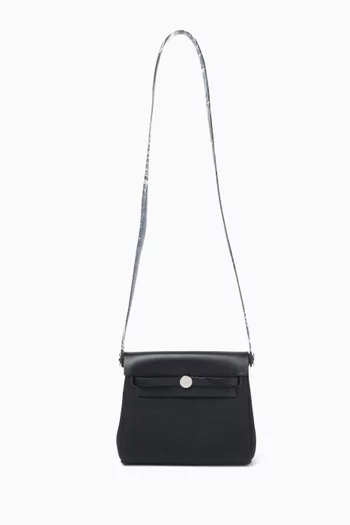 Unused Mini Herbag in Toile & Hunter Leather
