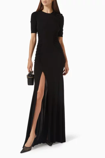 Short Sleeve Gathered Gown