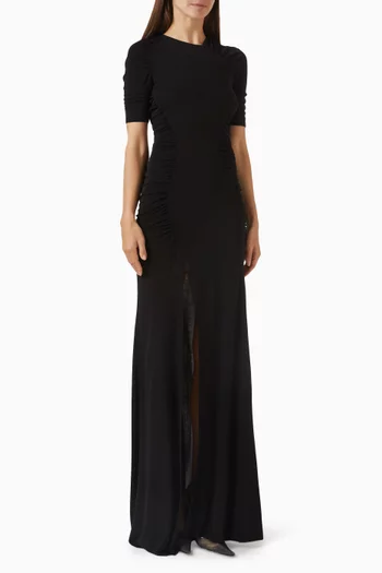 Short Sleeve Gathered Gown