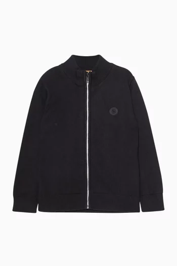 Zip Cardigan in Cotton & Wool
