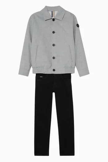 Suit-collar Jacket in Twill