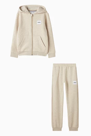 Logo Patch Hoodie & Pants Set in Fleece