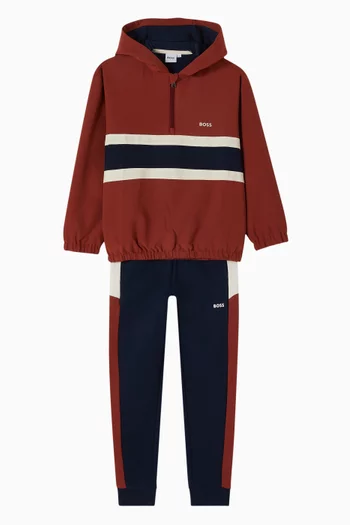 Striped Zip Hoodie in Twill