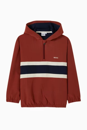 Striped Zip Hoodie in Twill