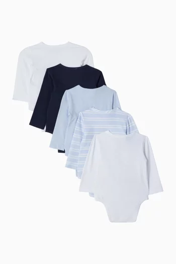 Printed Bodysuits in Organic Cotton, Set of 5