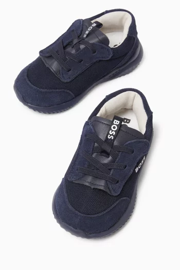 Soft Logo Sneakers in Leather & Mesh