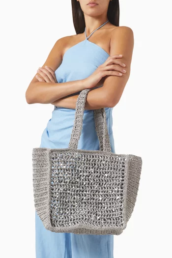 Small Sequin Tote Bag in Paper-raffia