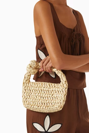 Small Bloom Top-handle Bag in Paper-raffia