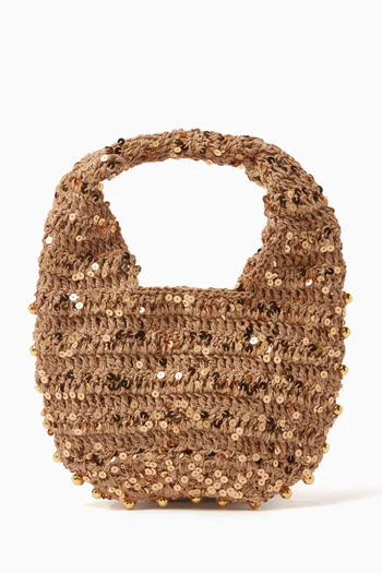 Small Candy Sequin Top-handle Bag in Paper-raffia