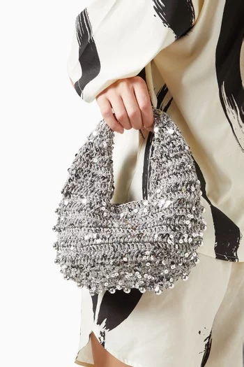 Small Candy Sequin Top-handle Bag in Paper-raffia